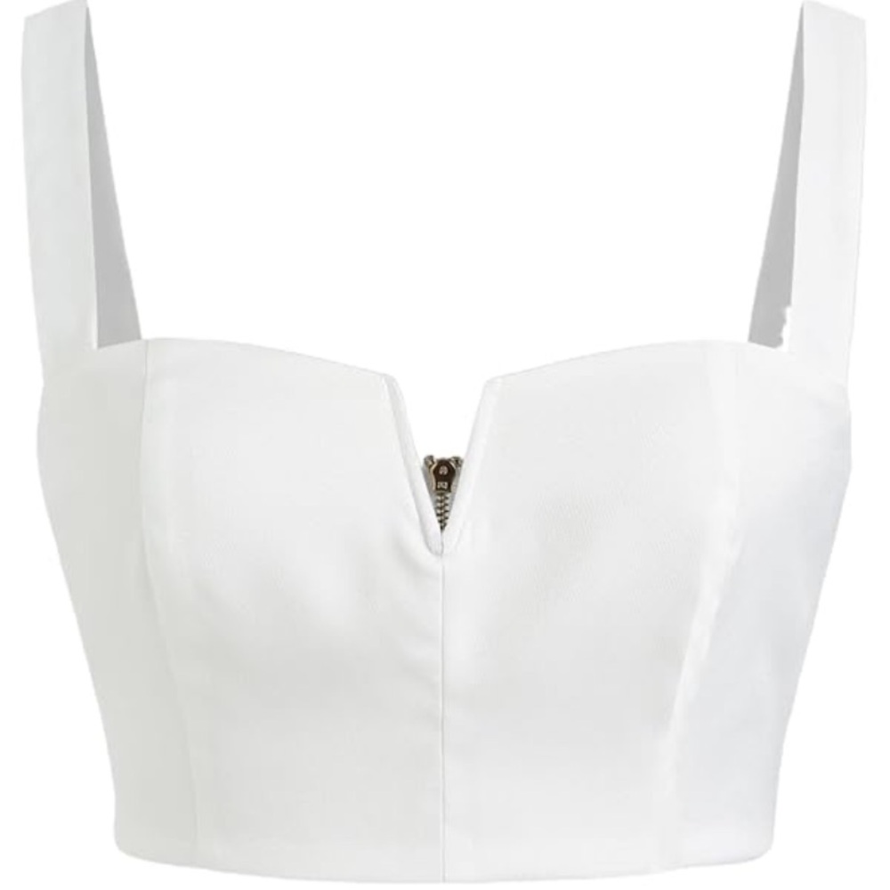 Solid V-Wire Cropped Tank Top Bustier